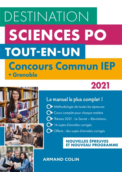 Destination Sciences Po, tout-en-un : concours commun IEP + Grenoble : nouvelles épreuves et nouveau programme 2021