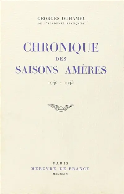 Chronique des saisons amères