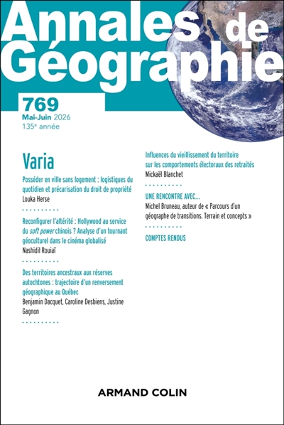 Annales de géographie, n° 769