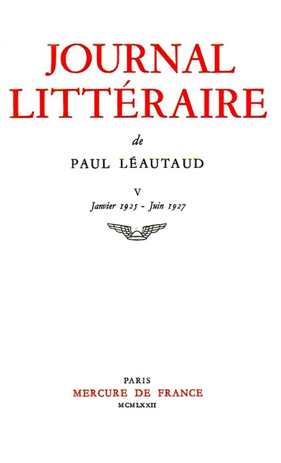 Journal littéraire. Vol. 5. 1925-1927