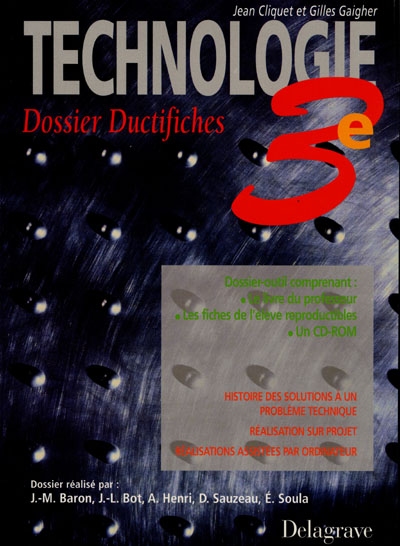 Technologie 3e, dossier Ductifiches (associé au manuel) : livre du professeur, fichier de technologie élève photocopiable