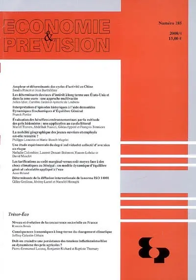 Economie et prévision, n° 185