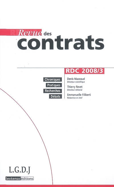 Revue des contrats, n° 3 (2008)