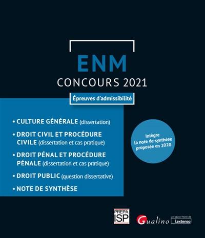 ENM, concours 2021 : épreuves d'admissibilité