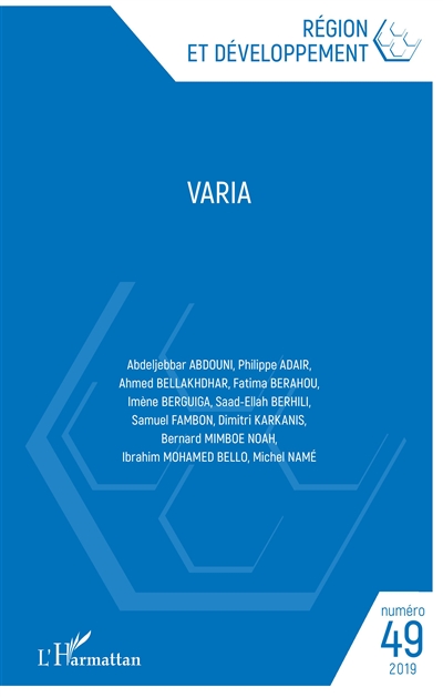 Région et développement, n° 49. Varia