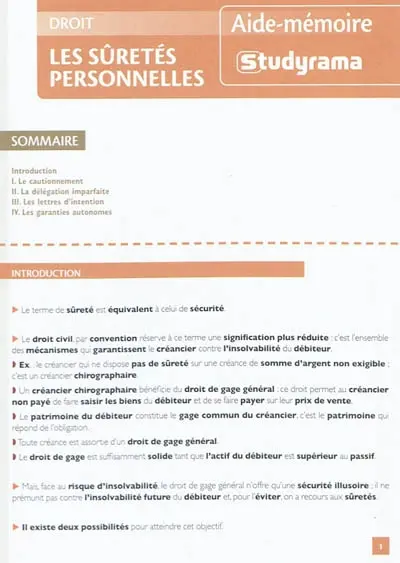 Les sûretés personnelles