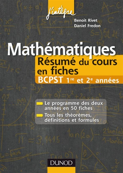 Mathématiques : résumés du cours en fiches BCPST 1re et 2e années