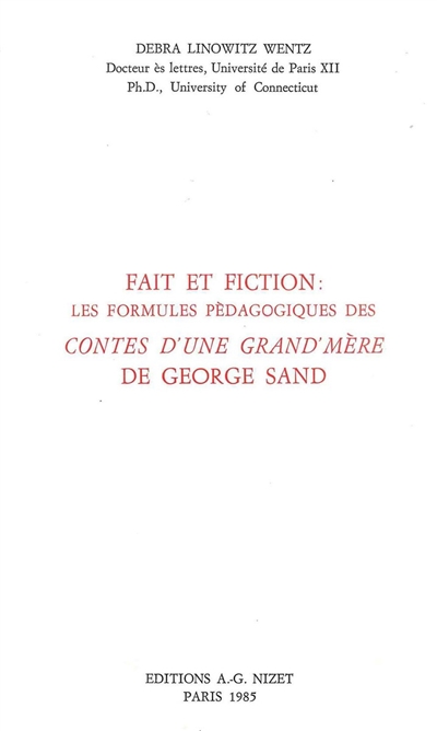 Fait et fiction : les formules pédagogiques des Contes d'une grand-mère de George Sand