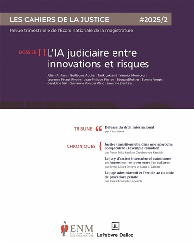 Cahiers de la justice (Les)...