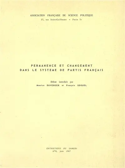 Permanence et changement dans le système de partis français