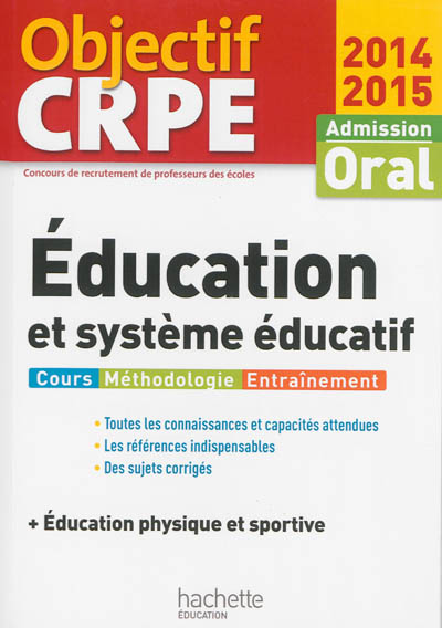 Education et système éducatif + éducation physique et sportive : admission oral, 2014-2015
