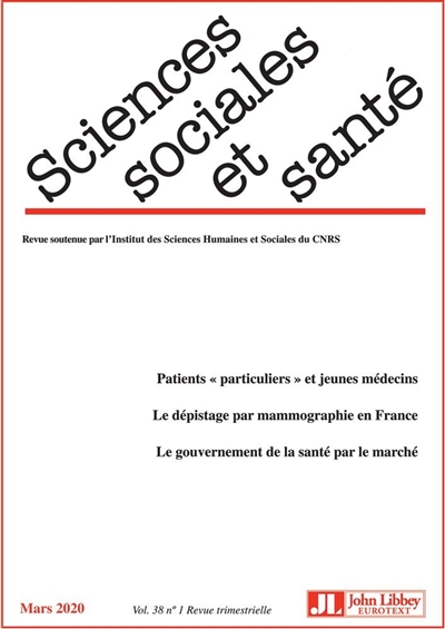 Sciences sociales et santé, n° 1 (2020)