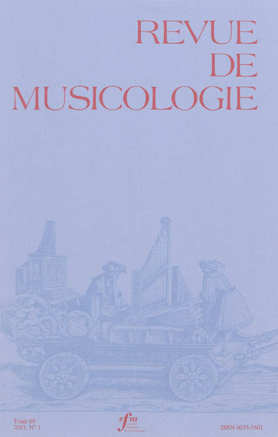 Revue de musicologie, n° 1 (2003)