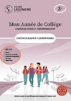 Mon année de collège : orthographe grammaire 3e : cahier de cours et d'entraînement, conforme au programme