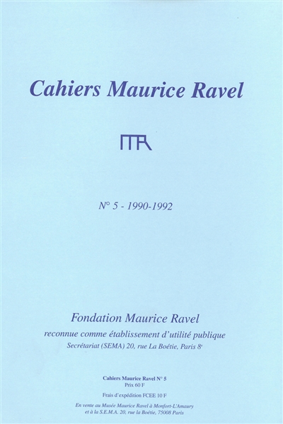 Cahiers Maurice Ravel, n° 5