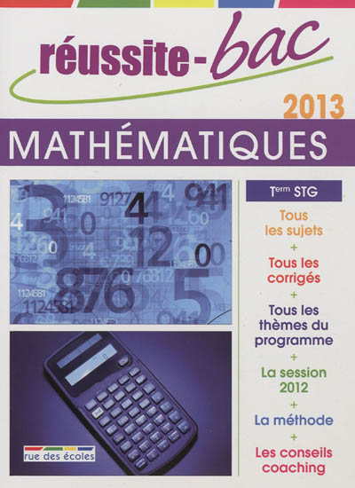 Mathématiques Term STG : nouveaux programmes 2013