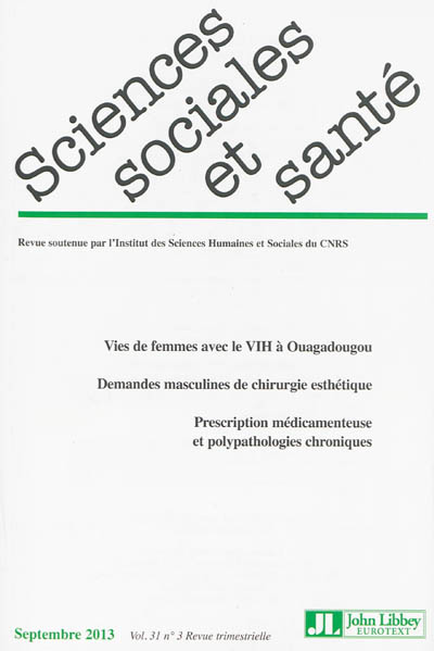 Sciences sociales et santé, n° 3 (2013)