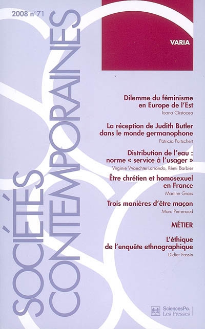 Sociétés contemporaines, n° 71