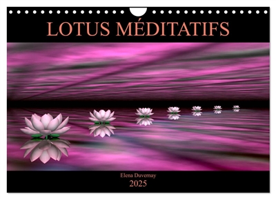 LOTUS MEDITATIFS (Calendrier mural 2025 DIN A4 vertical), CALVENDO calendrier mensuel : La beauté des fleurs de lotus dans un environnement coloré et épuré