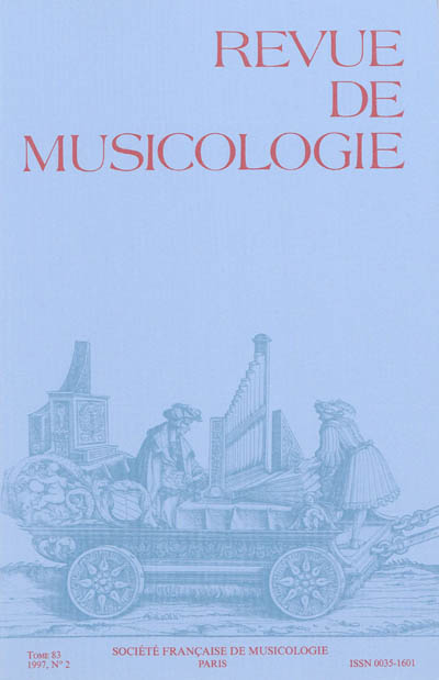 Revue de musicologie, n° 2 (1997)