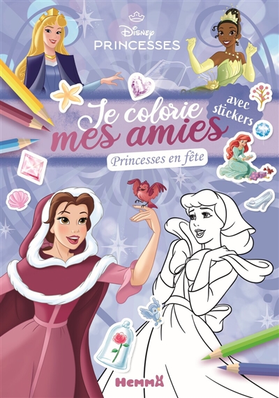 Disney Princesses : Je colorie mes amies : Bloc de syliste - Princesses en fête