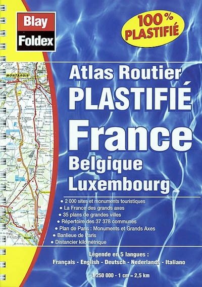 Atlas routier plastifié France, Belgique, Luxembourg
