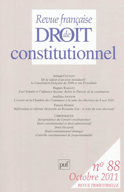 Revue française de droit constitutionnel, n° 88