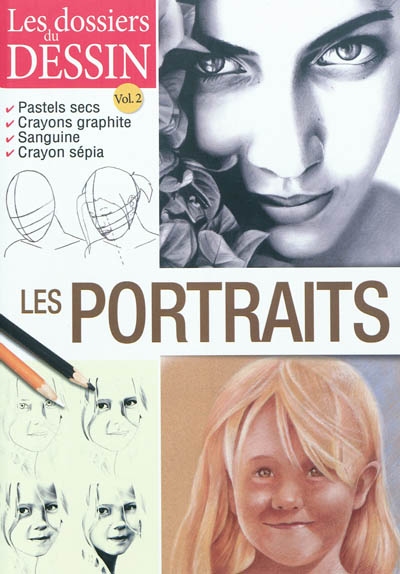 Les portraits : pastels secs, crayons graphite, sanguine, crayon sépia