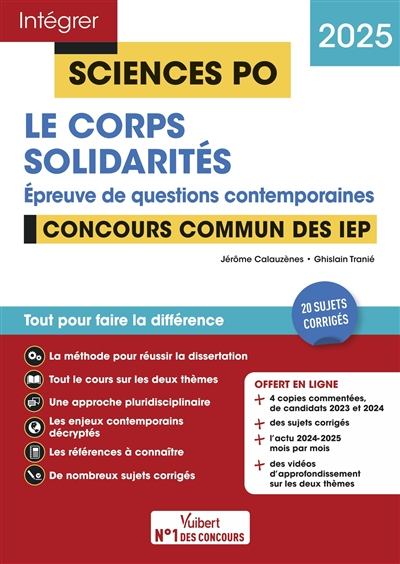 Le corps, solidarités : épreuve de questions contemporaines : concours commun des IEP, 2025