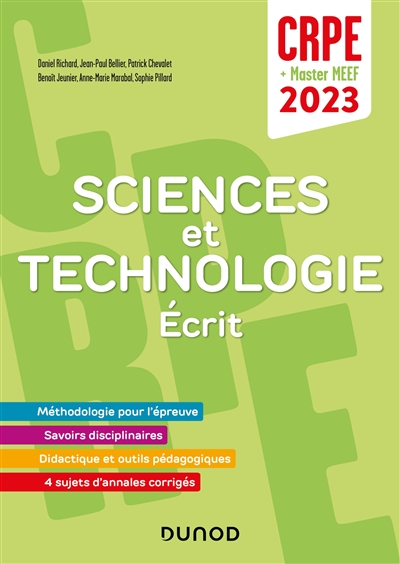 Sciences et technologie, écrit : CRPE + master MEEF 2023