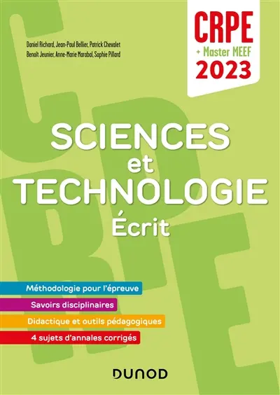 Sciences et technologie, écrit : CRPE + master MEEF 2023