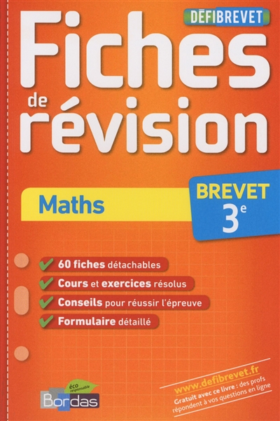 Maths, 3e : fiches de révision