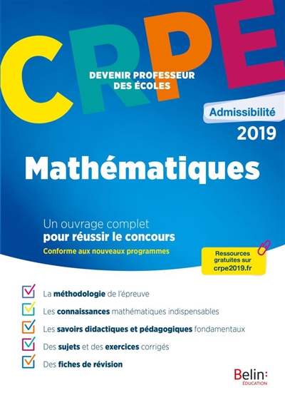 CRPE admissibilité 2018 : mathématiques