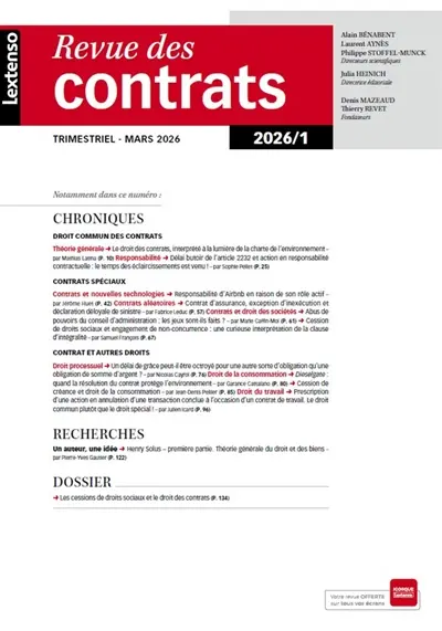 Revue des contrats, n° 1 (2026) Revue des contrats, n° 1 (2026)
