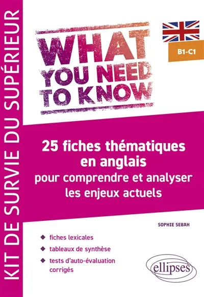 What you need to know : 25 fiches thématiques en anglais pour comprendre et analyser les enjeux actuels, B1-C1 : kit de survie du supérieur