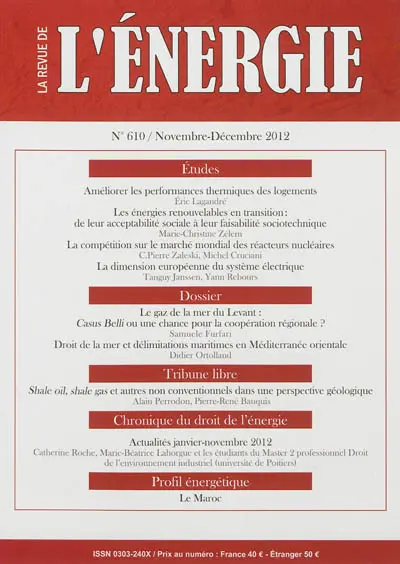 Revue de l'énergie, n° 610
