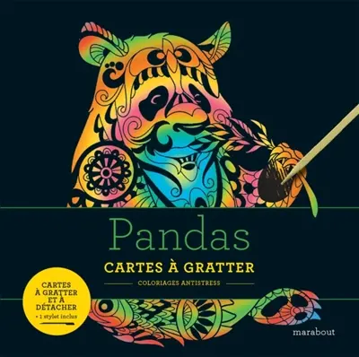 Pandas : cartes à gratter : coloriages antistress