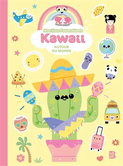 Kawaii : mon  livre d'autocollants : autour du monde