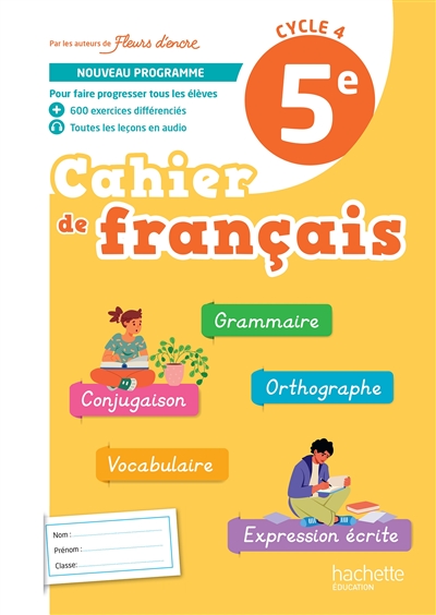 Cahier de français 5e,...