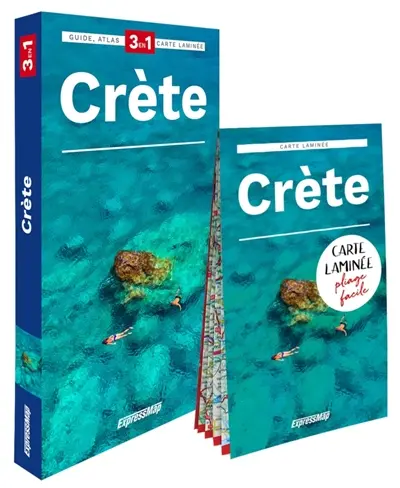 Crète : 3 en 1 : guide, atlas, carte laminée