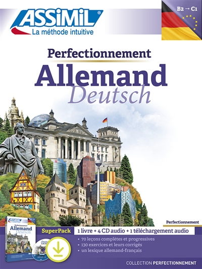 Perfectionnement allemand, B2-C1 : super pack : 1 livre + 4 CD audio + 1 téléchargement audio