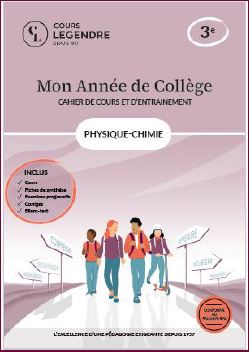 Mon année de collège : physique chimie 3e : cahier de cours et d'entraînement