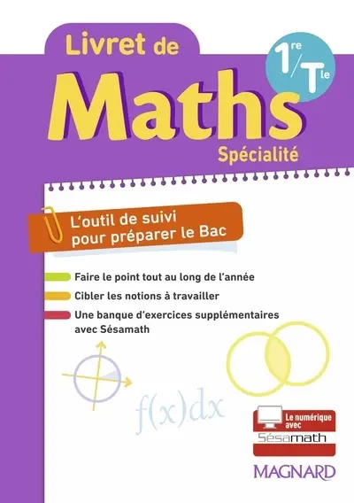 Livret de maths spécialité 1re, terminale : l'outil de suivi pour préparer le bac