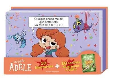 Mortelle Adèle : 10 invitations + 10 sachets de graines à offrir
