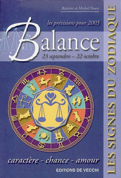 Balance, 23 septembre-22 octobre, les prévisions pour 2003 : caractère, chance, amour