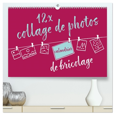 12 x collage de photos : calendrier de bricolage (Calendrier mural 2026 DIN A2 vertical) calendrier de bureau : Calendrier photos personnalisé à offrir