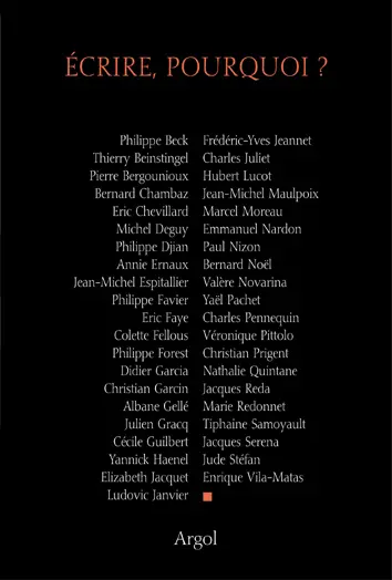 Ecrire, pourquoi ?