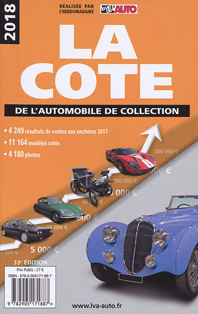 La cote de l'automobile de collection 2018 : 4.249 résultats de ventes aux enchères 2017, 11.164 modèles cotés, 4.180 photos