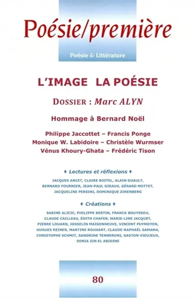 Poésie première, n° 80. L'image, la poésie