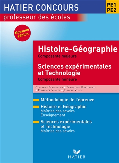 Histoire géographie, composante majeure, sciences expérimentales et technologie, composante mineure, P1-P2